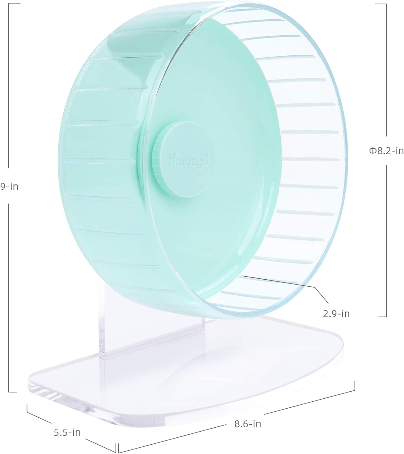 Super-Silent Hamster Exercise Wheels: - Quiet Spinner Hamster Running Wheels with Adjustable Stand for Hamsters Gerbils Mice or Other Small Animals (S, Mint Green)