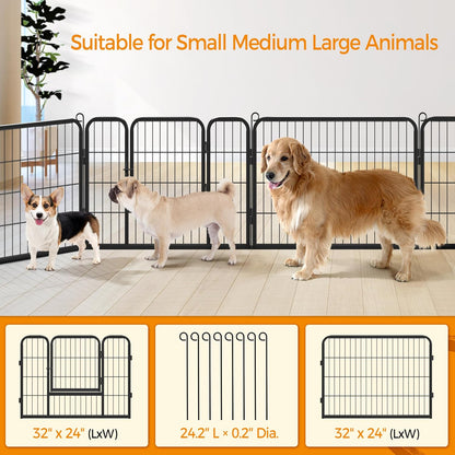 Dog Playpen Indoor, Extra Wide Outdoor Dog Fence Foldable Pet Puppy Exercise Pen for Yard/Garden/Rv Camping, 8 Panels 24 Inch Height X 32 Inch Width