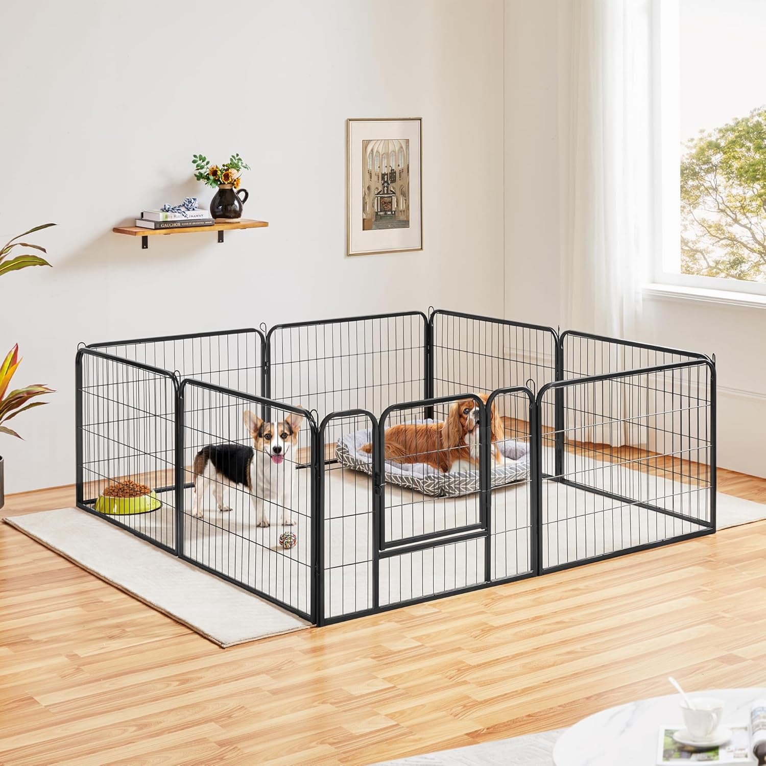 Dog Playpen Indoor, Extra Wide Outdoor Dog Fence Foldable Pet Puppy Exercise Pen for Yard/Garden/Rv Camping, 8 Panels 24 Inch Height X 32 Inch Width