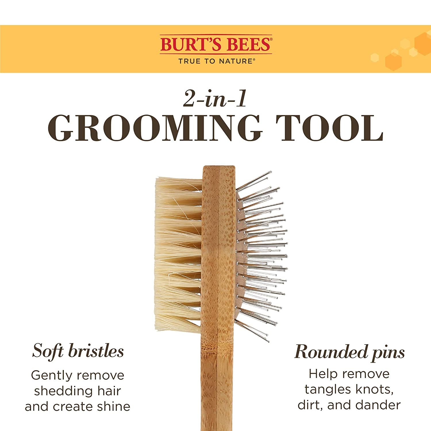 Double Sided Pin & Bristle Brush | Removes Loose Fur & Prevents Matting | Ideal for Daily Cat Grooming