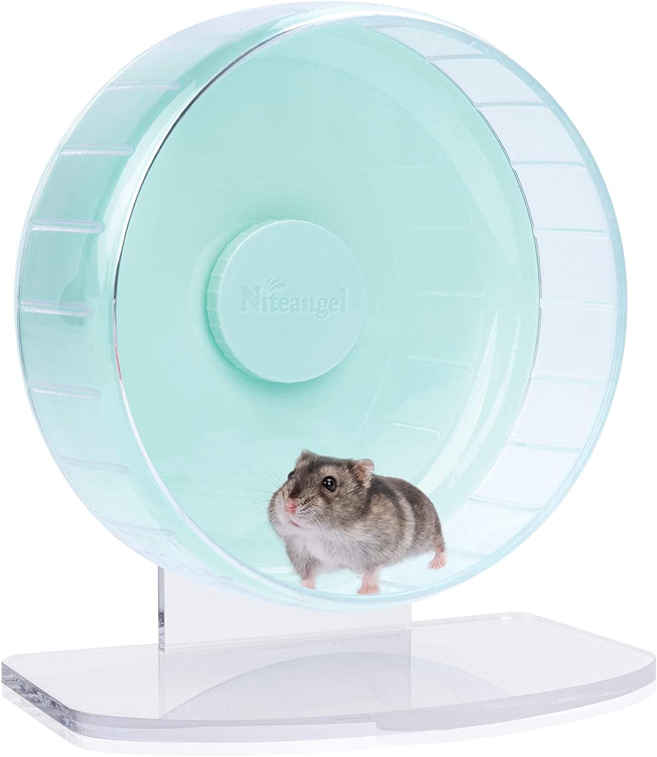 Super-Silent Hamster Exercise Wheels: - Quiet Spinner Hamster Running Wheels with Adjustable Stand for Hamsters Gerbils Mice or Other Small Animals (S, Mint Green)