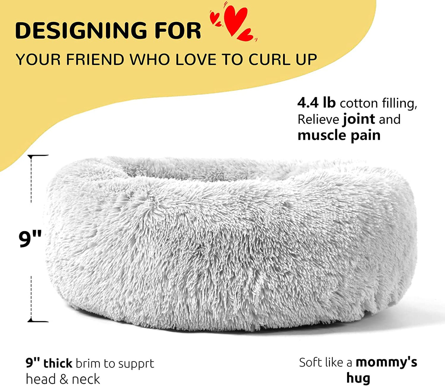 Calming Donut Dog Beds Cuddler, Dog Beds for Medium Large Dogs, Indoor Dog Calming Beds Large,30''